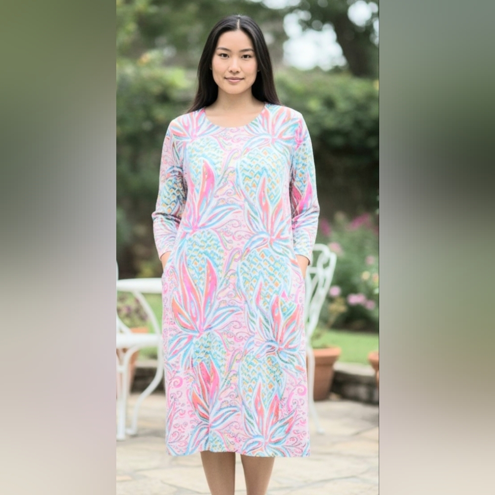 Lulu-B Pink and Blue Patterned  Dress